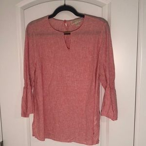 Michael Kors Red White Striped Blouse M